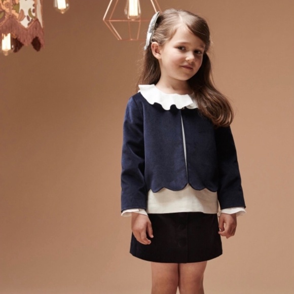 NWT Hucklebones London Design Deep Blue Velvet Skirt with Buttons 10 - Picture 1 of 3